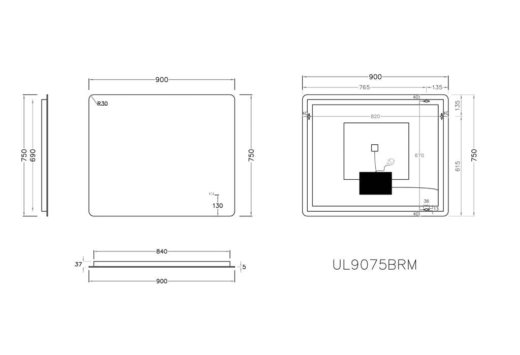 SOFT SQUARE EDGE LED Mirrors 4 Sizes