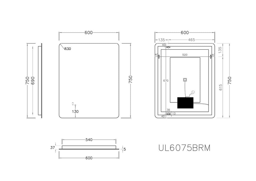 SOFT SQUARE EDGE LED Mirrors 4 Sizes