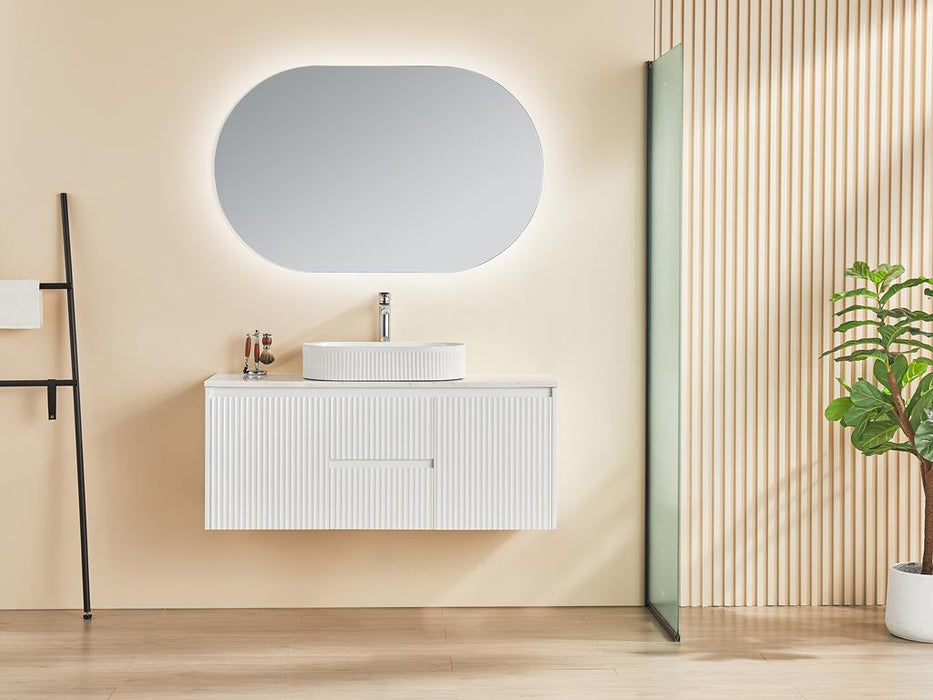 BRINDABELLA Matte White Wall Hung Fluted Vanity