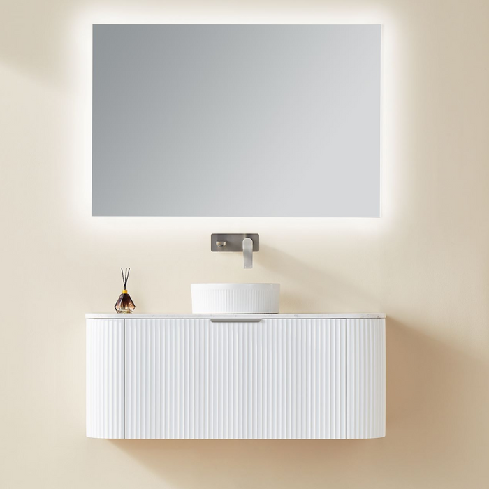 AVALON Matte White Wall Hung Fluted Vanity