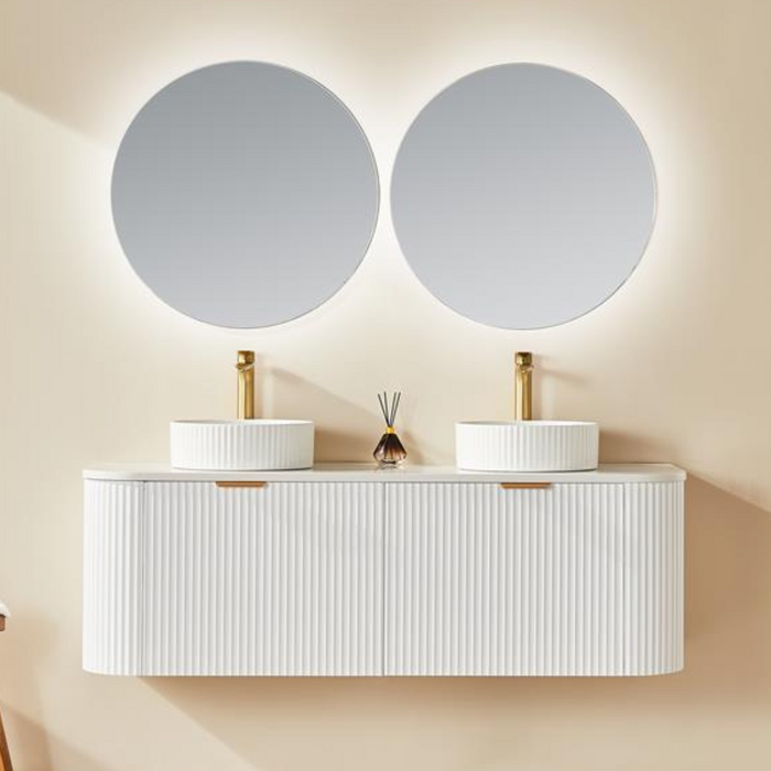 AVALON Matte White Wall Hung Fluted Vanity