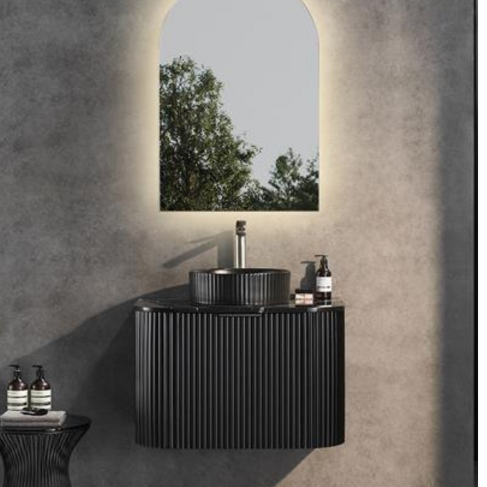 AVALON Matte Black Wall Hung Fluted Vanity