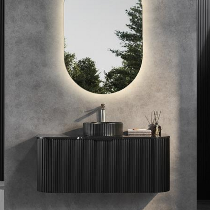 AVALON Matte Black Wall Hung Fluted Vanity