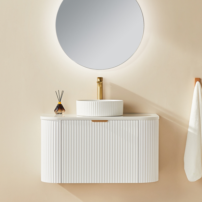 AVALON Matte White Wall Hung Fluted Vanity