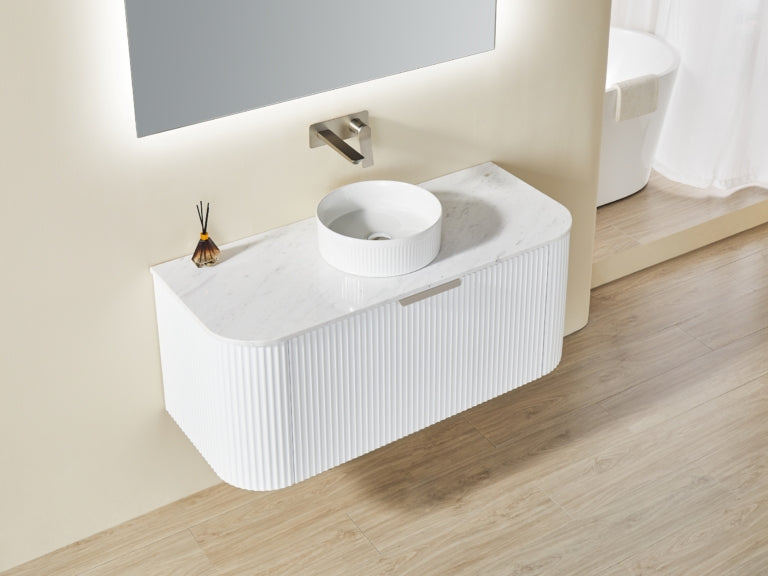 AVALON Matte White Wall Hung Fluted Vanity