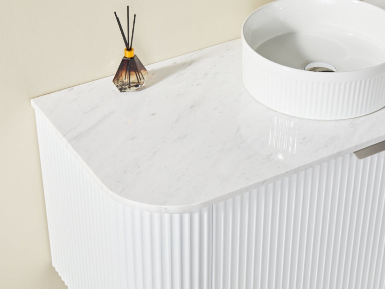 AVALON Matte White Wall Hung Fluted Vanity