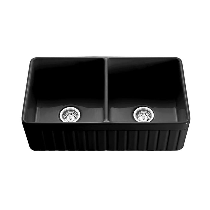 KENSINGTON Fireclay Double Butler Sink 838mm Matte Black