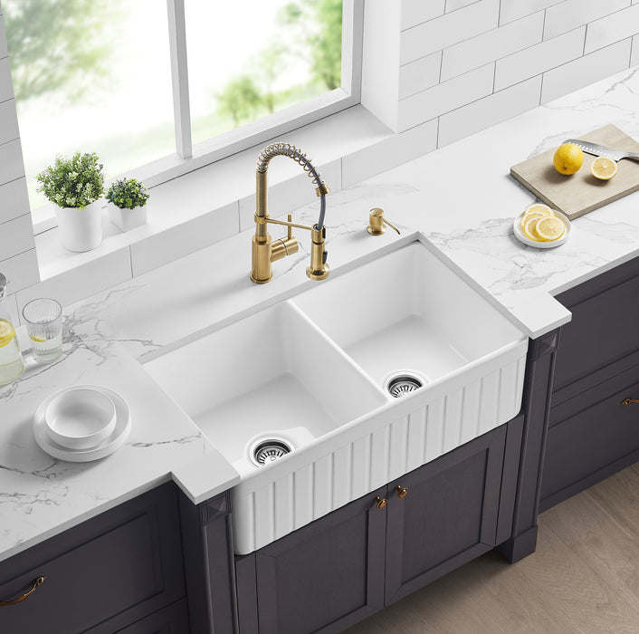 KENSINGTON Fireclay Double Butler Sink 838mm