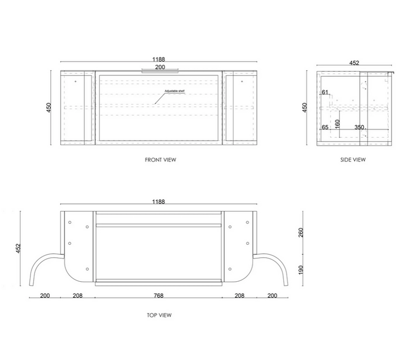 OTTI Australia HAMPSHIRE 1200 Curved Wall Hung Vanity