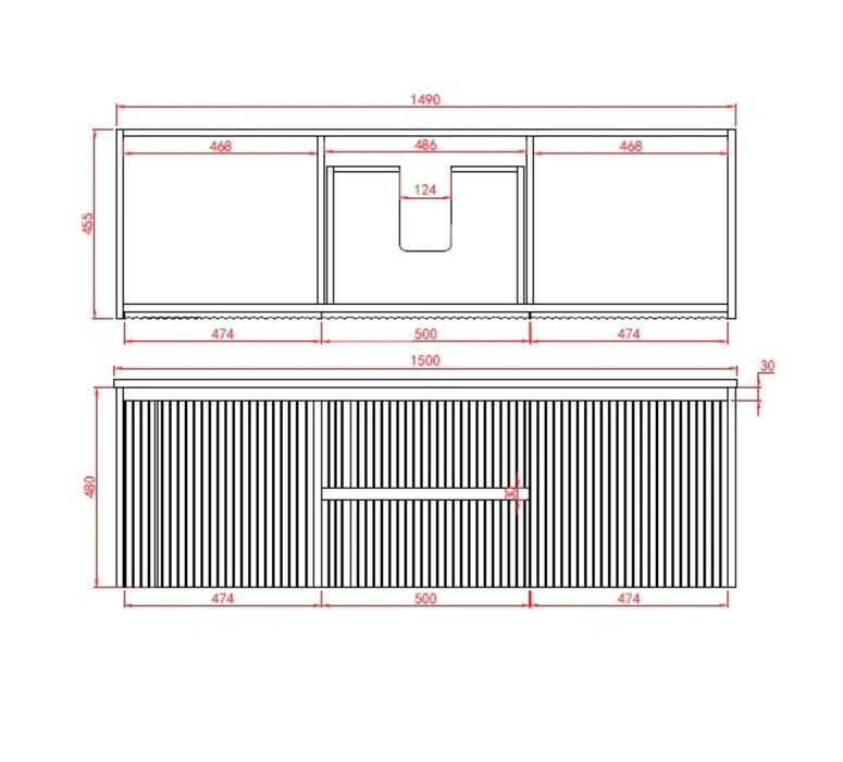 BRINDABELLA Matte White Wall Hung Fluted Vanity