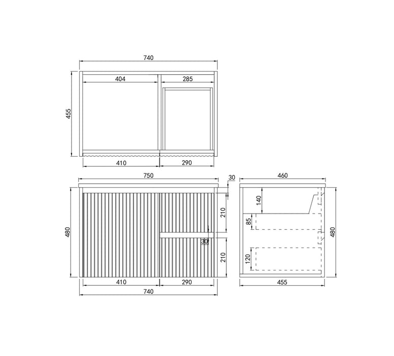 BRINDABELLA Matte White Wall Hung Fluted Vanity