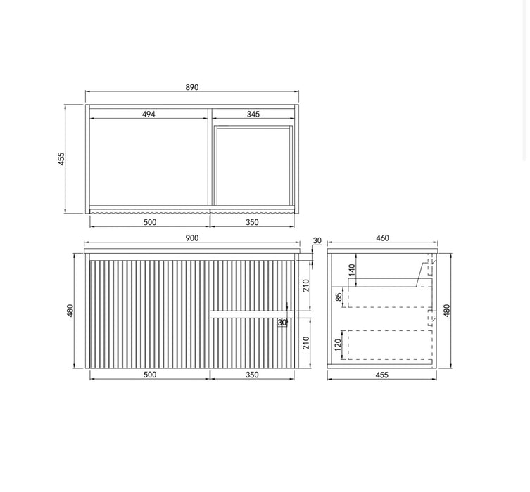 BRINDABELLA Matte White Wall Hung Fluted Vanity