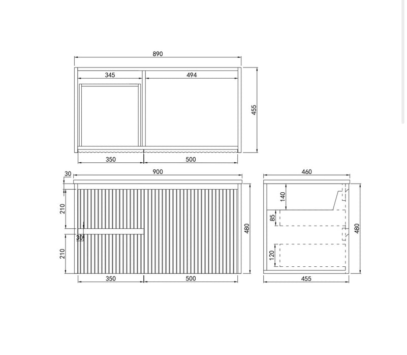 BRINDABELLA Matte White Wall Hung Fluted Vanity