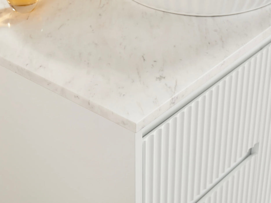 BRINDABELLA Matte White Wall Hung Fluted Vanity