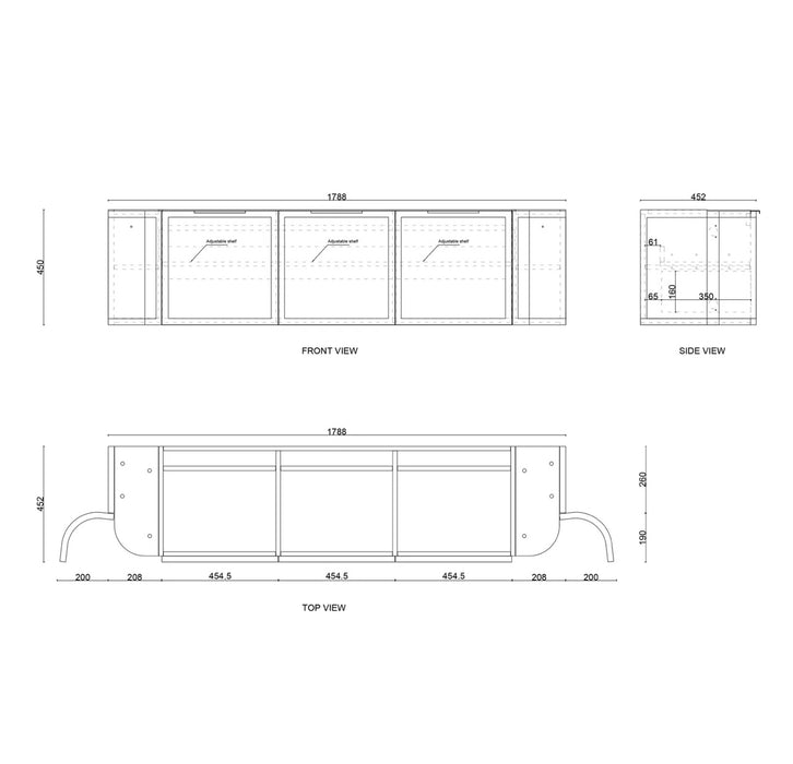 OTTI Australia HAMPSHIRE 1800 Curved Wall Hung Vanity