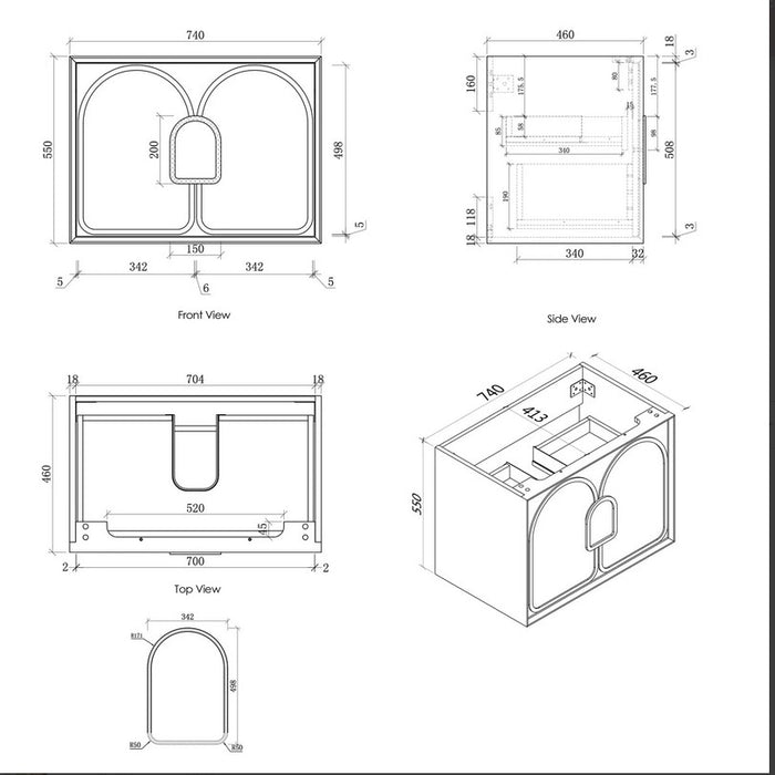 LAGUNA American Oak Vanity Stone Top 750