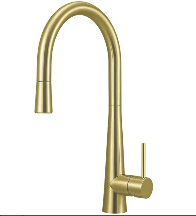 BYRON Kitchen Pull Out Sink Mixer Brushed Gold