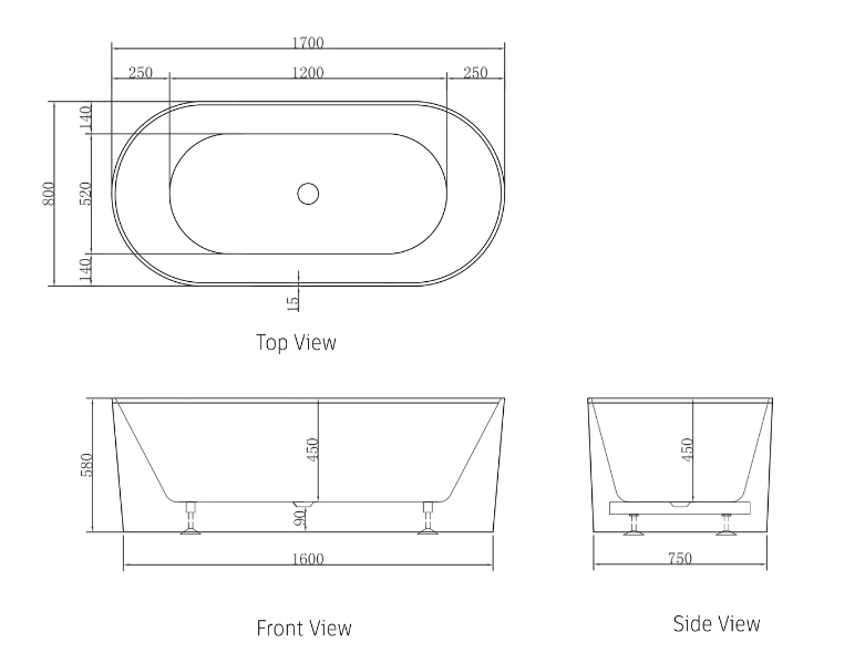 ATTICA NOOSA Freestanding Bath 1500 & 1700