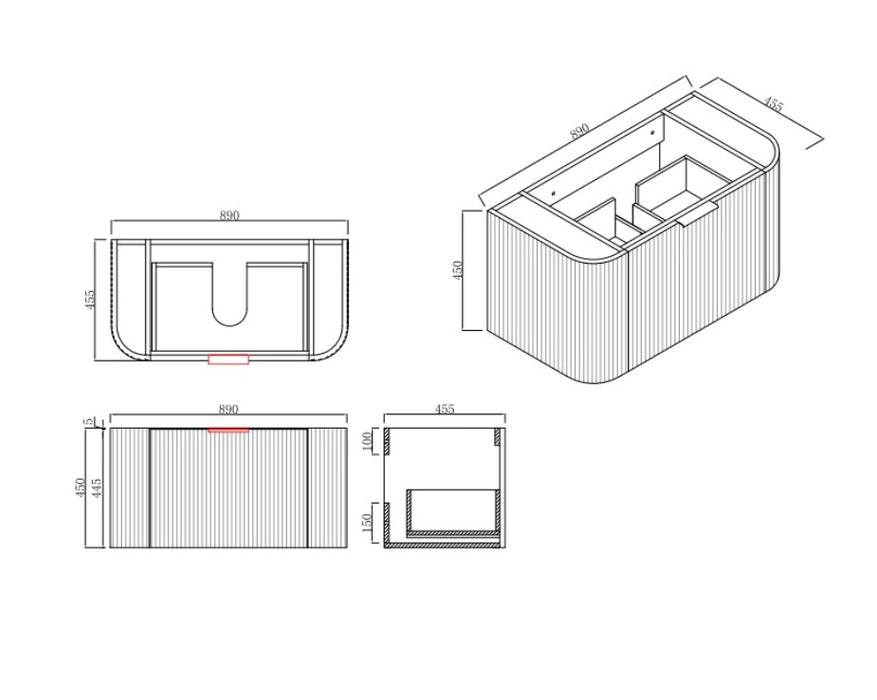 CAPRI Matte White Fluted Vanity