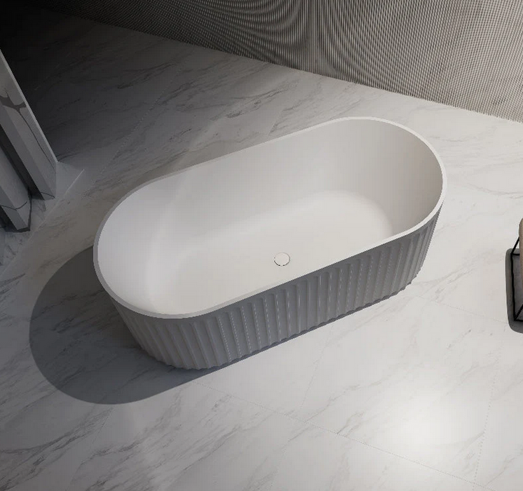 Artemis Fluted Matte White Designer Round Freestanding Bath