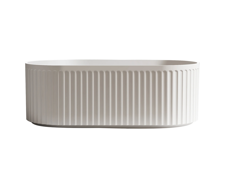 Artemis Fluted Matte White Designer Round Freestanding Bath