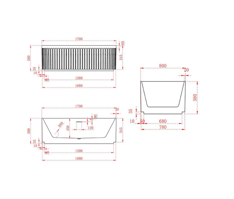 Artemis Fluted Matte White Designer Round Freestanding Bath