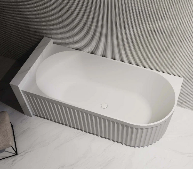 Artemis Fluted Matte White Designer Round Corner Bath