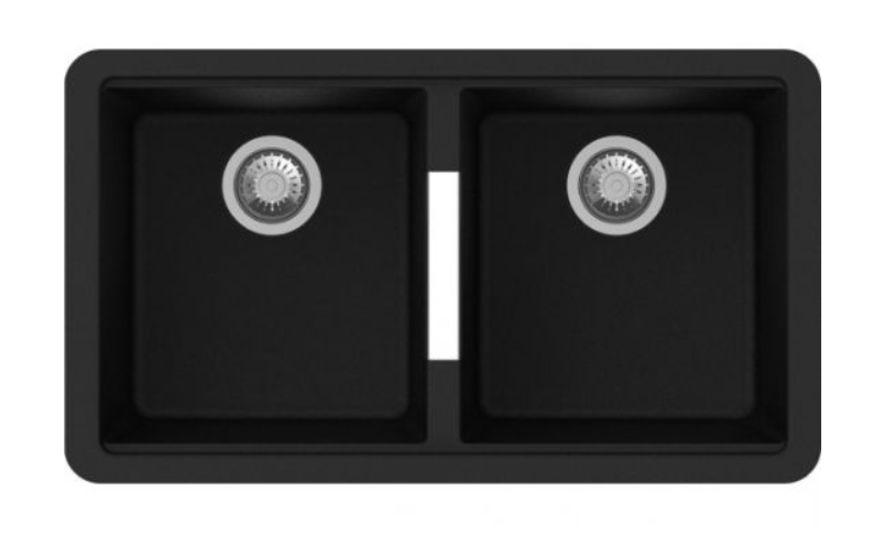 CARYSIL Black Granite Double Bowl Undermount Sink