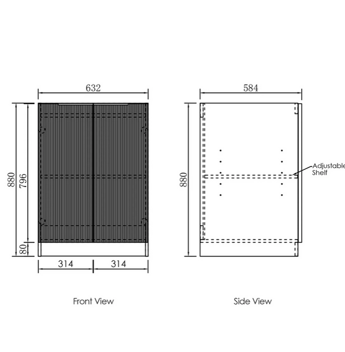 Otti Mini 650mm Base Laundry Cabinet Bentwood Matte White