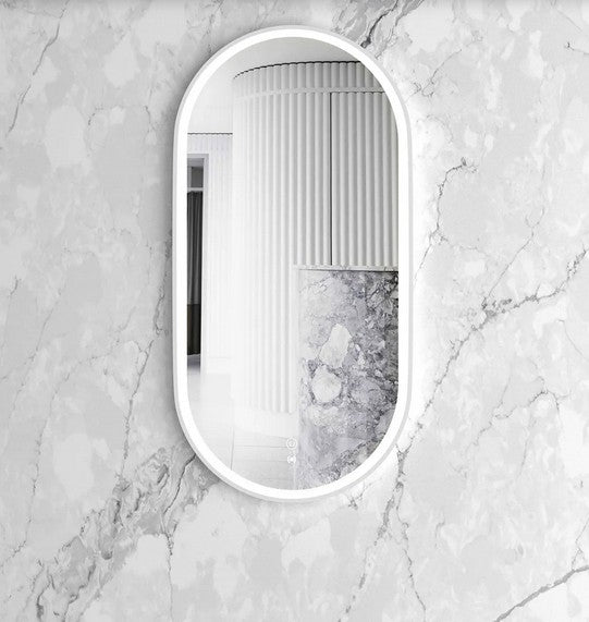 COOLUM Oval Matte White LED Mirror 900mm