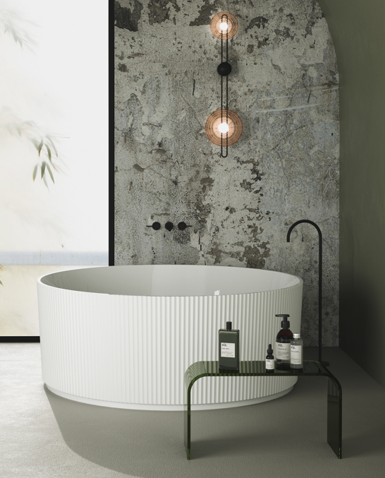 COMO Groove Freestanding Bath Gloss/Matte White