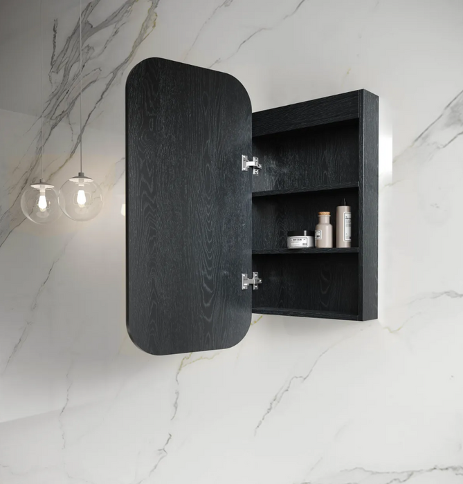 NEWPORT LED Shaving Cabinet Black Oak