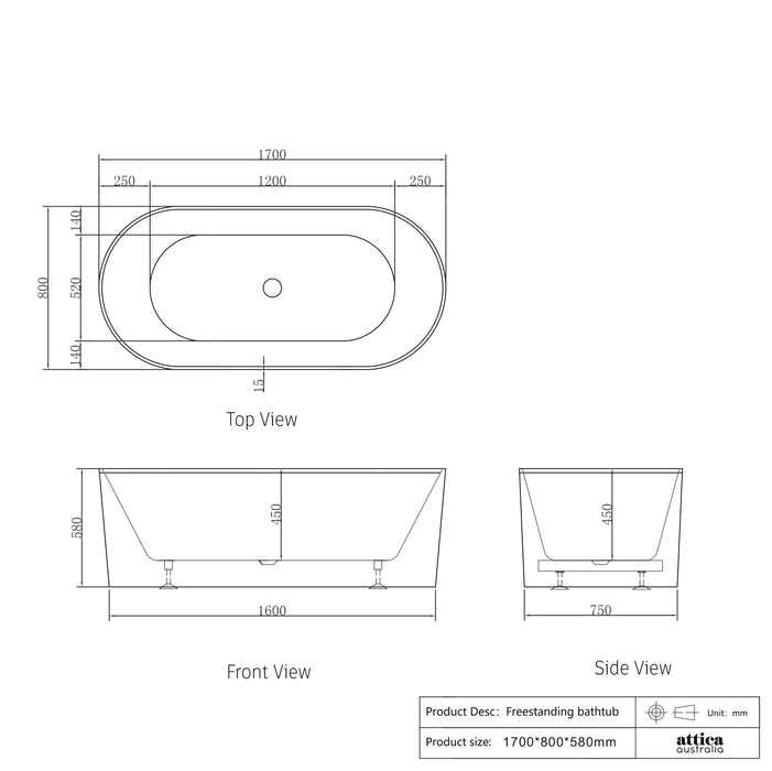 NOOSA Freestanding Bath 1500