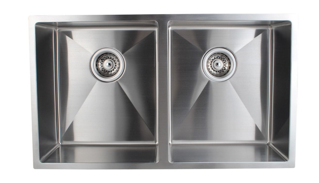 MILANO AP Silver Stainless Steel Handmade Double Bowl 770x440