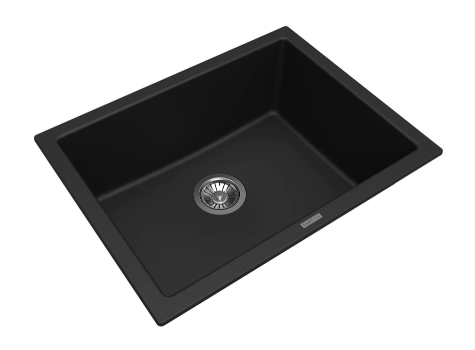 CARYSIL Black Granite Single Bowl Sink 610x457