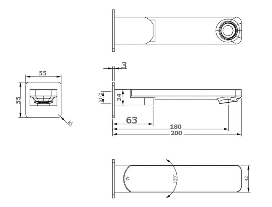 PORTLAND Swivel Bath Spout - Chrome - Renovation Box