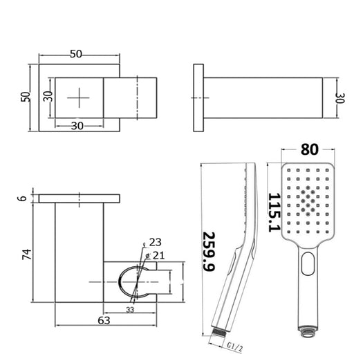 PORTLAND Hand Shower - Brushed Nickel - Renovation Box