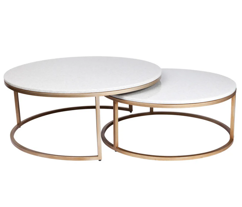 CHLOE Stone Nesting Coffee Tables - Antique Gold