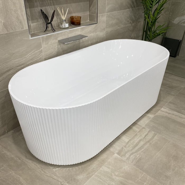 BRIGHTON Groove Freestanding Bath Gloss/Matte White 1500 & 1700