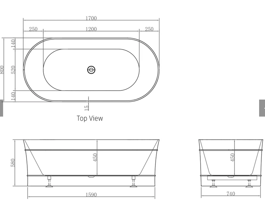 BONDI Freestanding Gloss White Bath 1500  & 1700