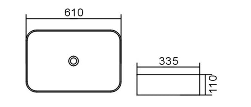 BOSTON Square Above Counter Basin 610 x 335 x 110 - Renovation Box