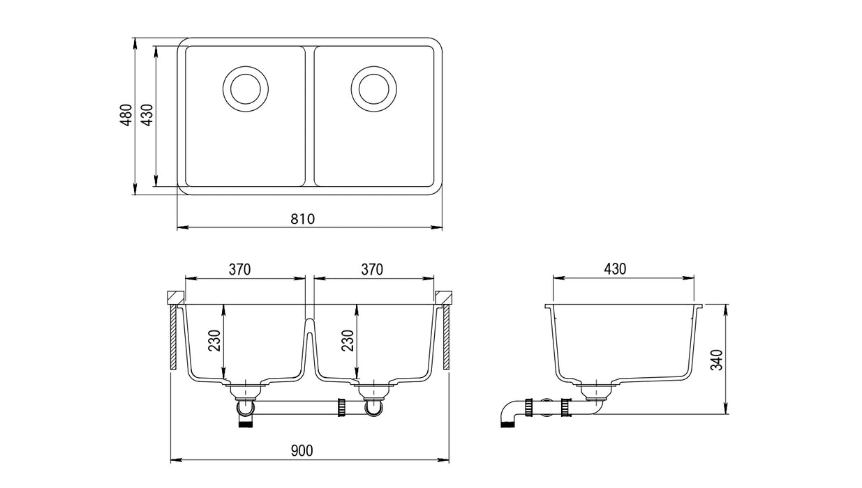 METRO White Granite Double Bowl Sink