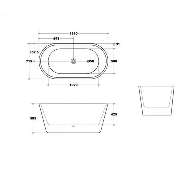 OVIA Freestanding Bath 1400, 1500 & 1700