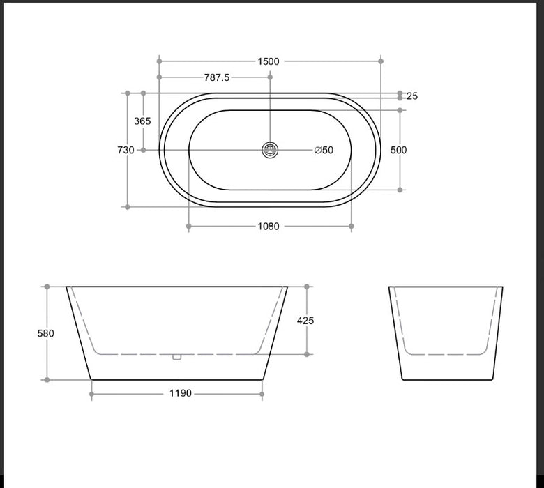 OVIA Freestanding Bath 1400, 1500 & 1700