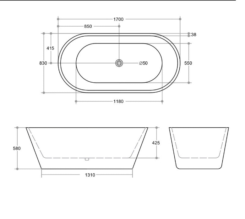 OVIA Freestanding Bath 1400, 1500 & 1700