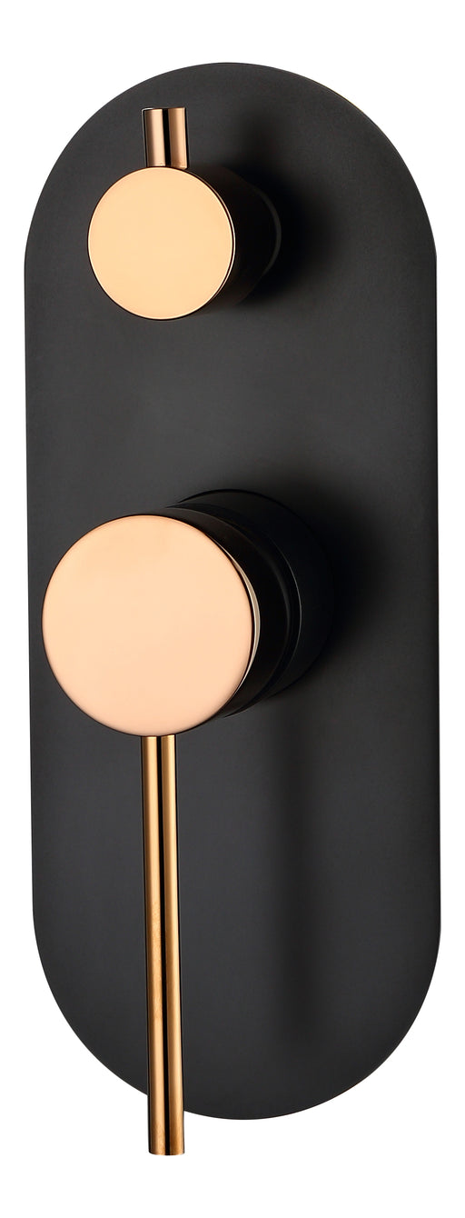 RADIUS Wall Mixer with Diverter - Matte Black + Rose Gold - Renovation Box