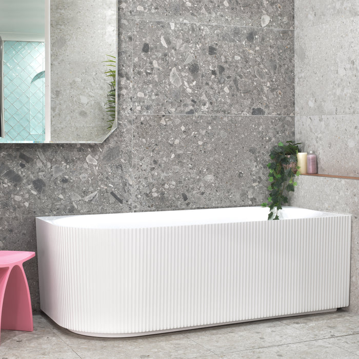 BRIGHTON Groove Corner Bath Gloss/Matte White 1500 & 1700