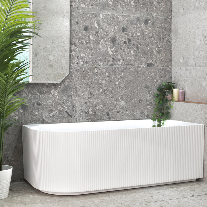 BRIGHTON Groove Corner Bath Gloss/Matte White 1500 & 1700