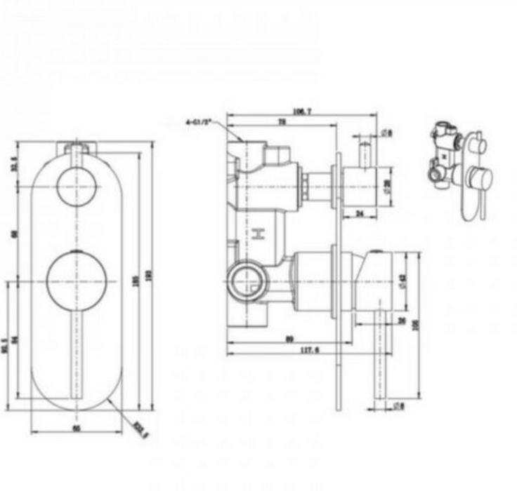 BYRON Shower/Bath Mixer with Diverter - Brushed Gold - Renovation Box