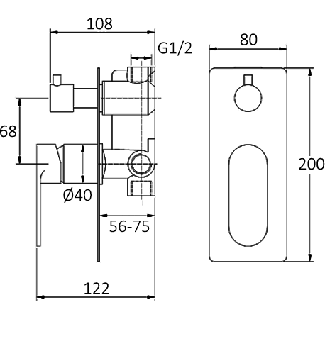 VETTO Shower/Bath Mixer with Diverter - Brushed Nickel - Renovation Box